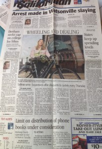 Californian 2-1-10 front page re HER Helmet Thursdays
