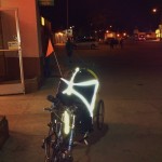 Hi vis tape on bike trailer on Alisal St, East Salinas Oct 6 2013