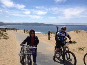 Sarah appreciated that Rob didn't mind waiting for her. Even though Rob's a strong rider, he pedaled whatever pace in good humor, enjoying the company of Sarah and the others, and being able to support her return to the bikeways!