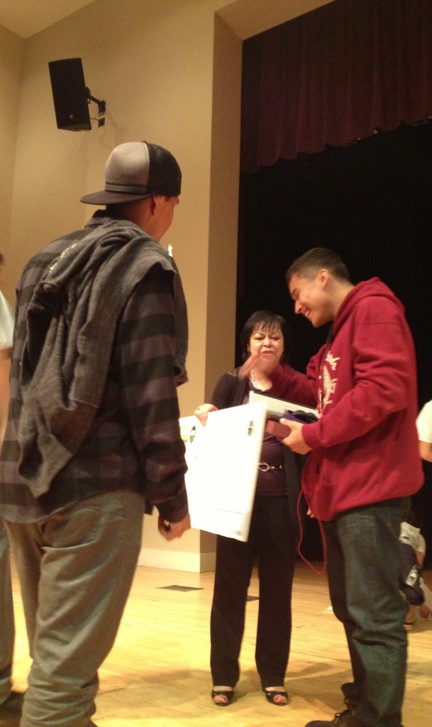 Miguel Angel Frias - 1st Salinas Youth Poet Laureate with friends