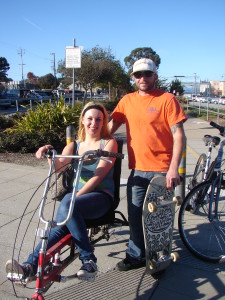 Recumbent rider and skateboarder - 1-1-12