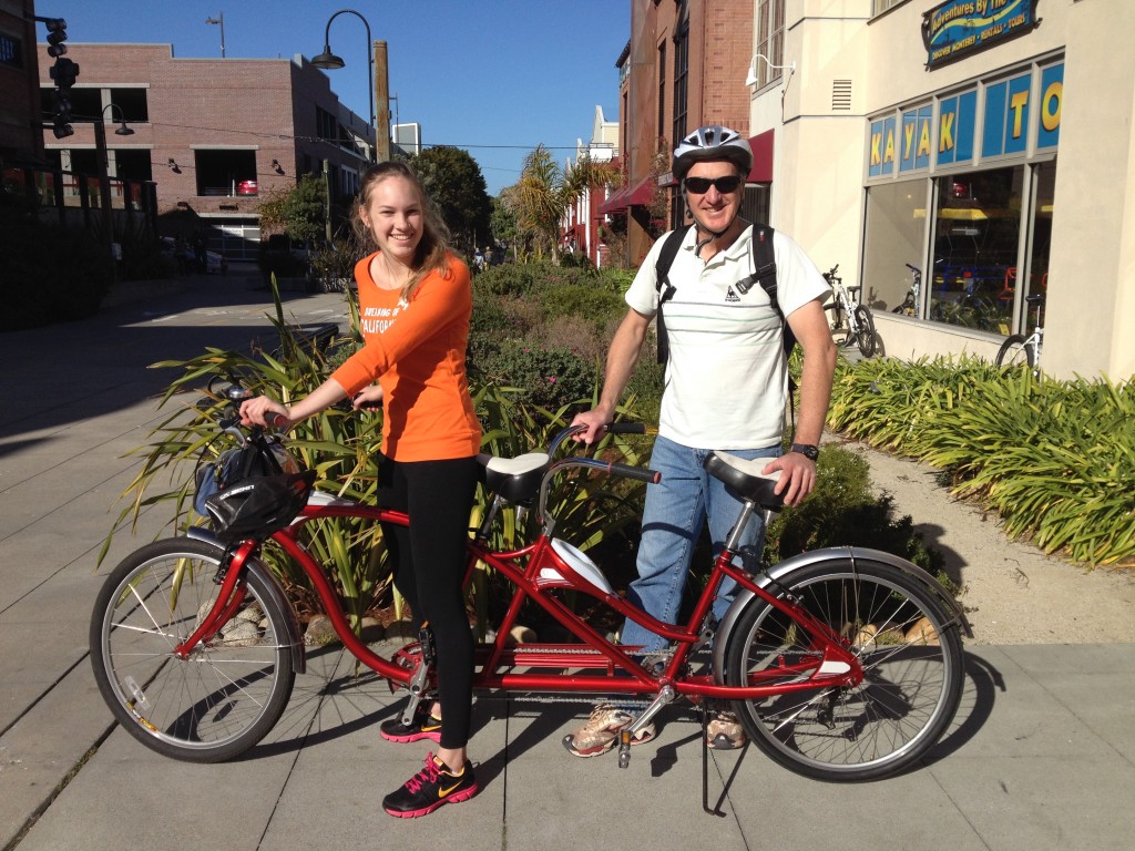 Australian visitors just rented bike on Cannery Row 22 Dec 2013