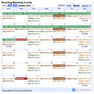 Bike Calendar Oct 2016