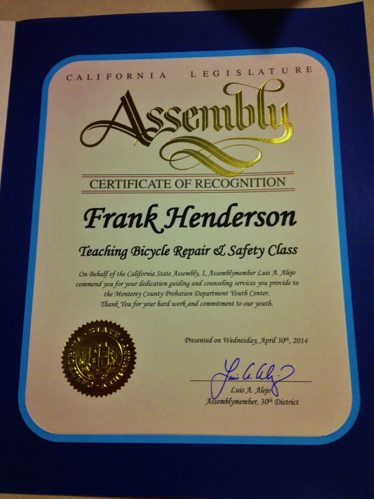 Frank Henderson April 2014 CA Assembly