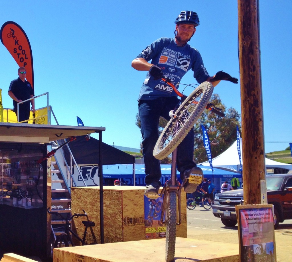 Jeremy Van Schoonhoven tricks at Kool-Stop - CROPPED - SOC 2014 Expo