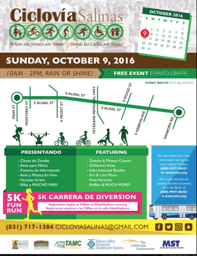 Oct 9 2016 Ciclovia Salinas poster