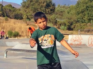 Young YMCA basketball player - at E Salinas skate park